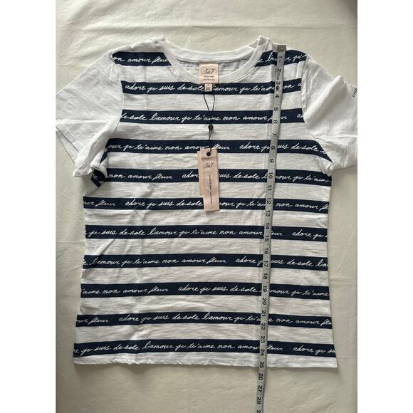 Cinq a Sept Love Letter Stripe Tee in White Multi Size S - Picture 9 of 9